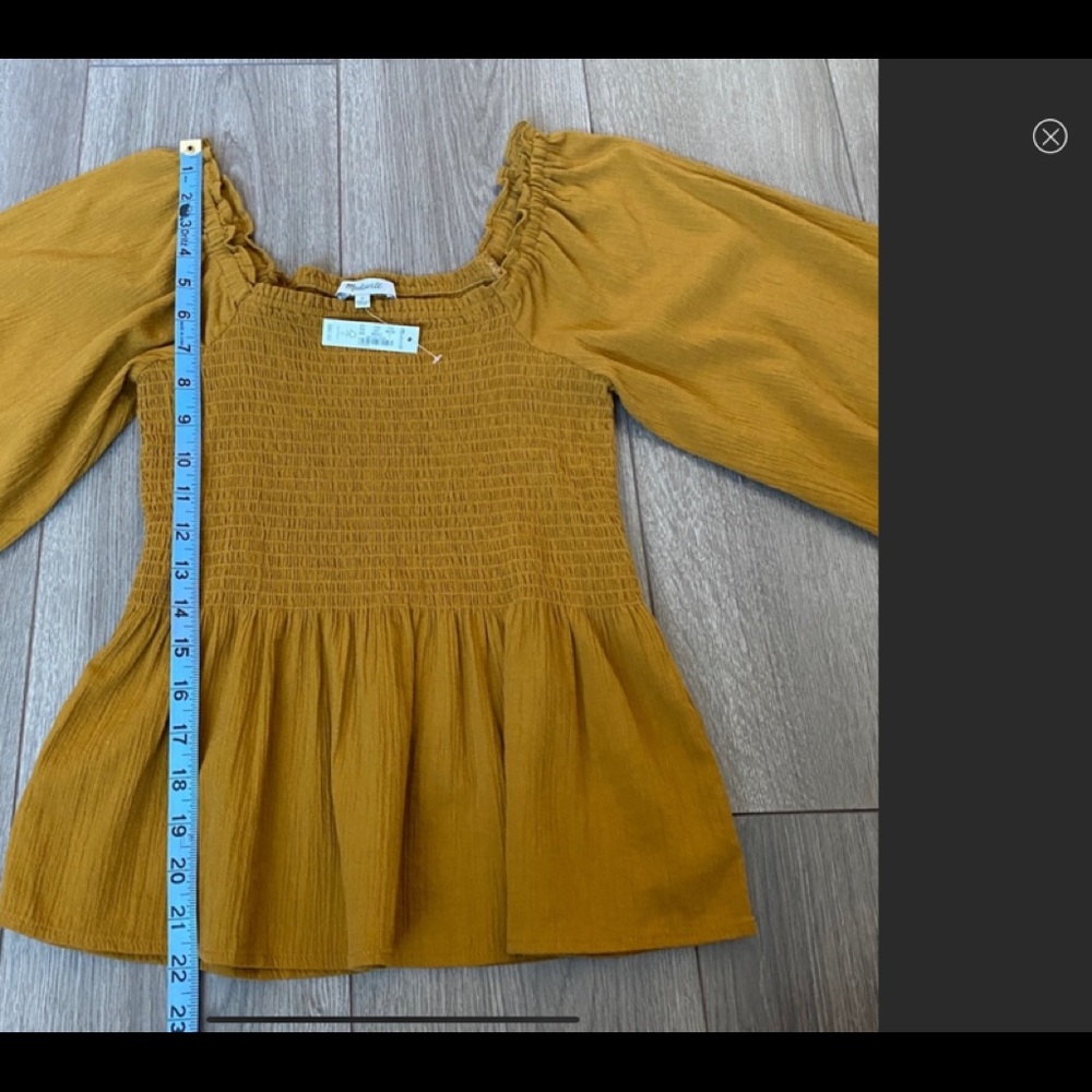 Madewell Lucie Smocked Peplum Top In Antique Gold Size 2